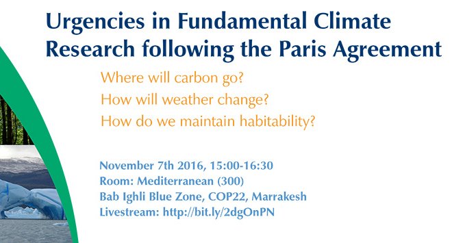 Urgencies in Fundamental Climate Research Following the Paris Agreement - Source: Paulavets, Katsia. ICSU Panel at CoP-22. Digital Image. Erica Key LinkedIn Page, 2016